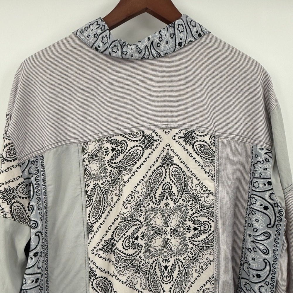Free People All Patched Up Bandana Patchwork Button Up Shirt Sz S Lagenlook Boho - Picture 13 of 15